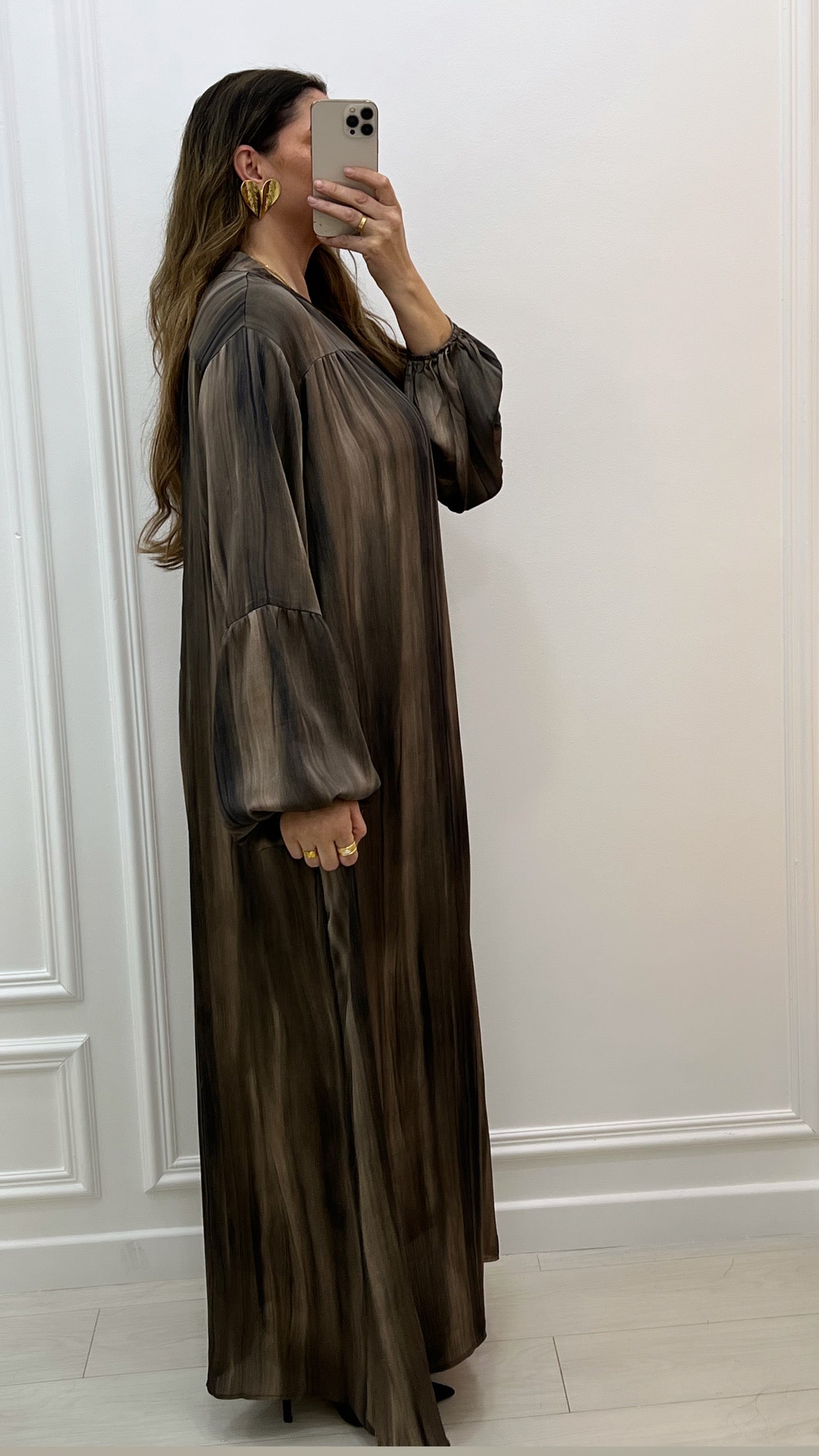 Robe fluide vert marbré large