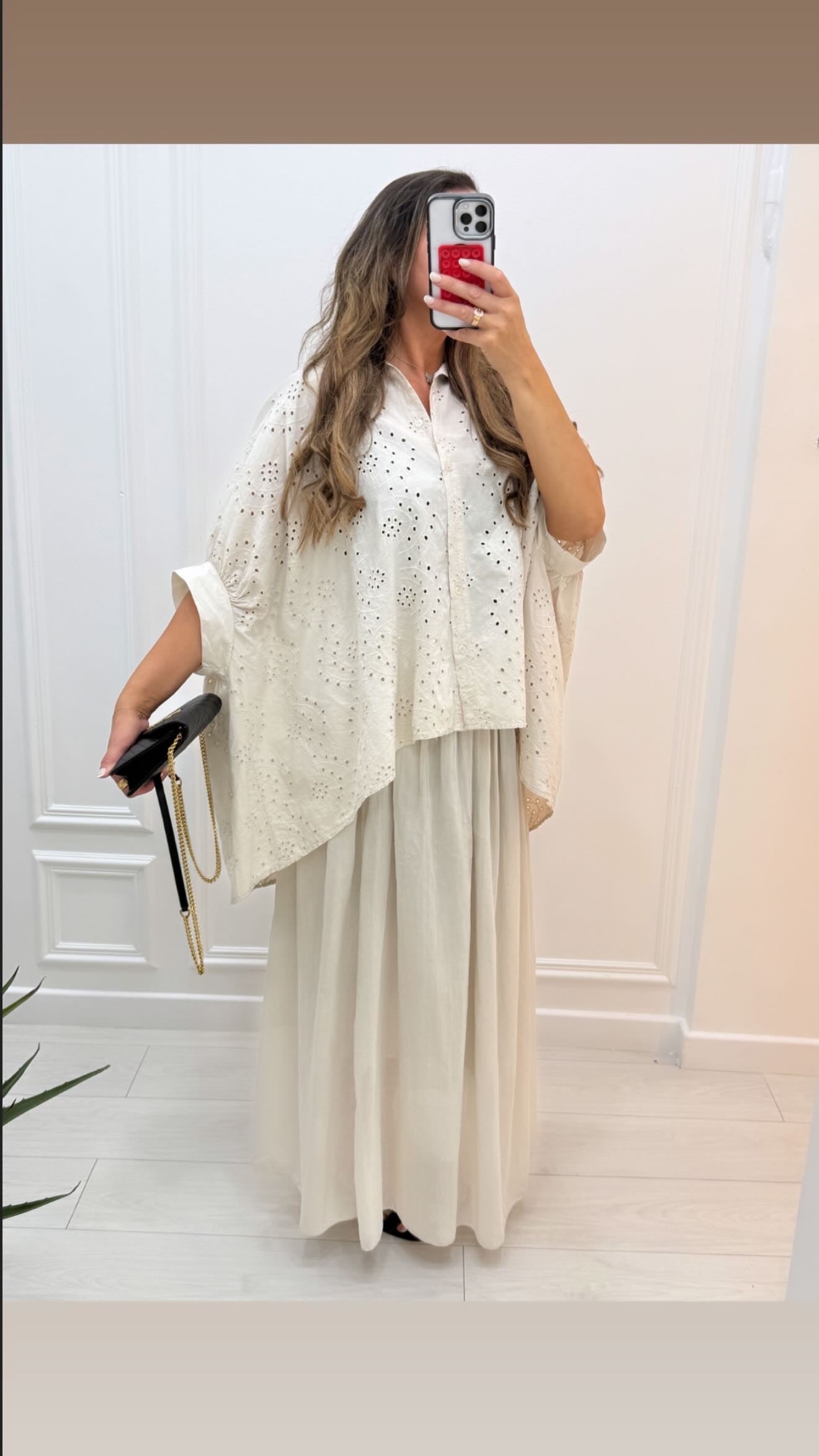 Jupe longue avec doublure crème