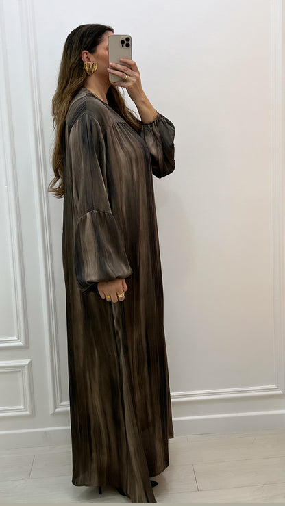 Robe fluide vert marbré large