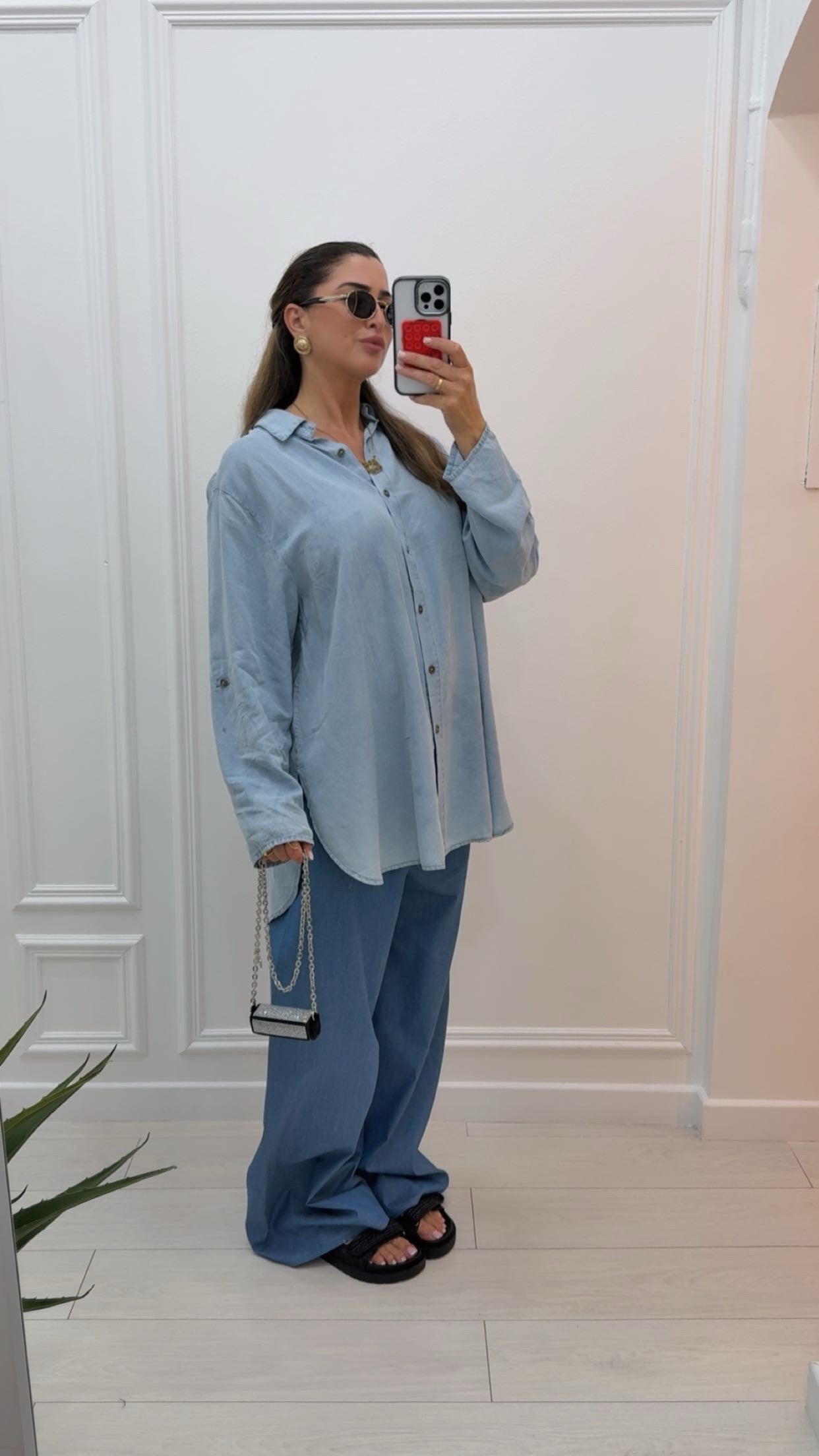 Chemise coupe oversize texture lisse