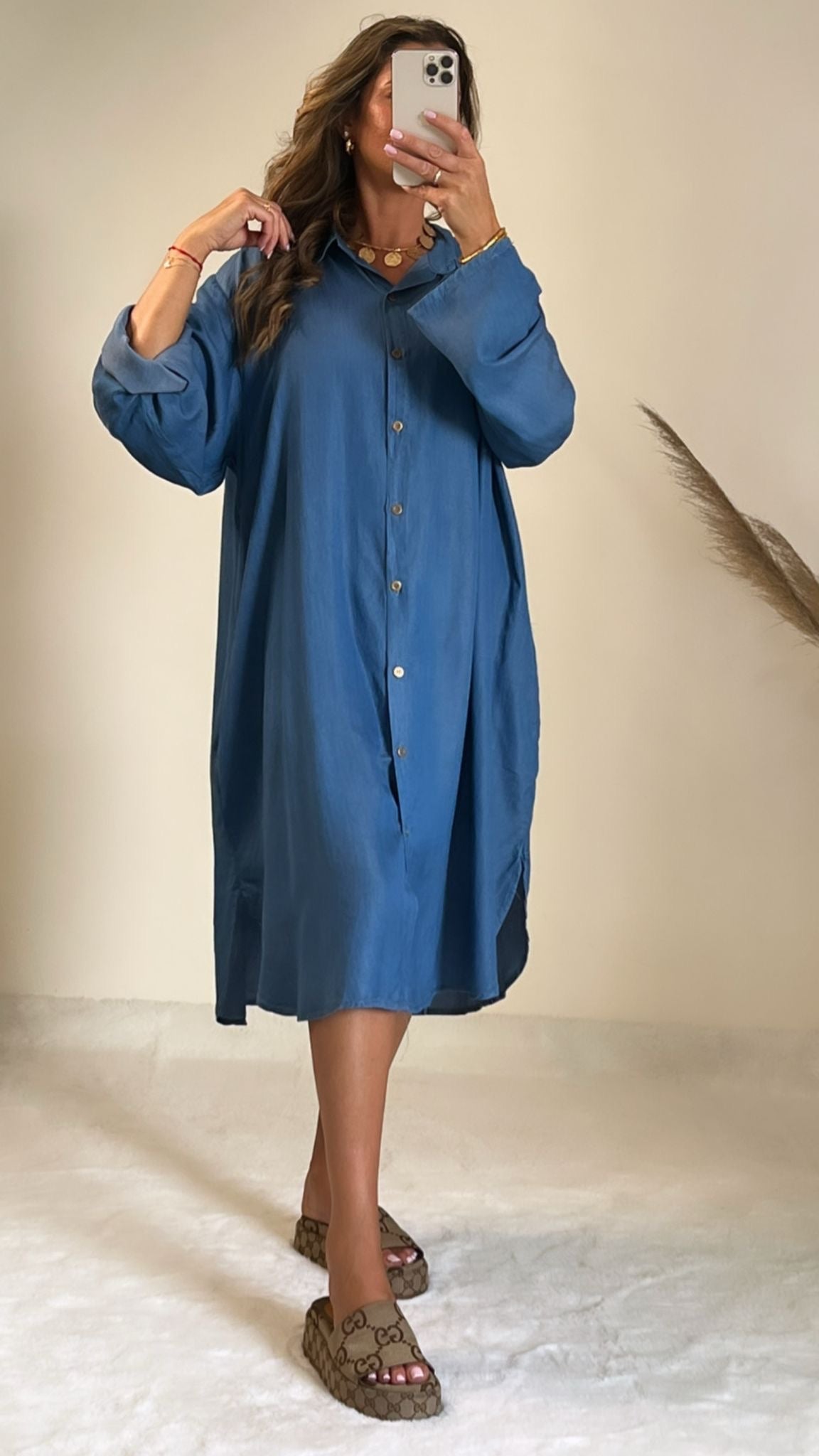 Robe chemise en jeans