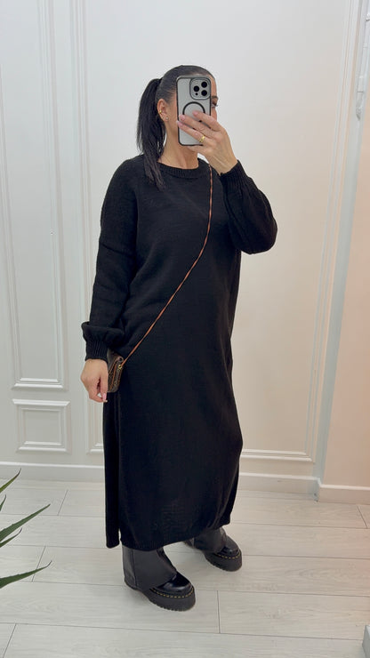 Robe maille longue à col rond