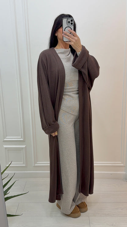 GILET LONG MAXI CHOCOLAT ÉLÉGANT MODERNE