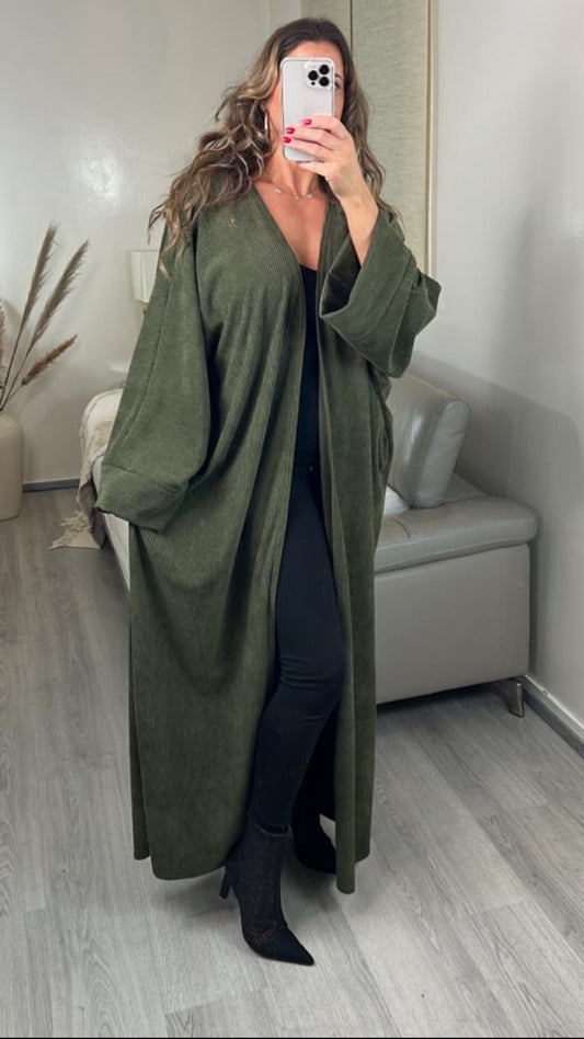 Kimono kaki en velours