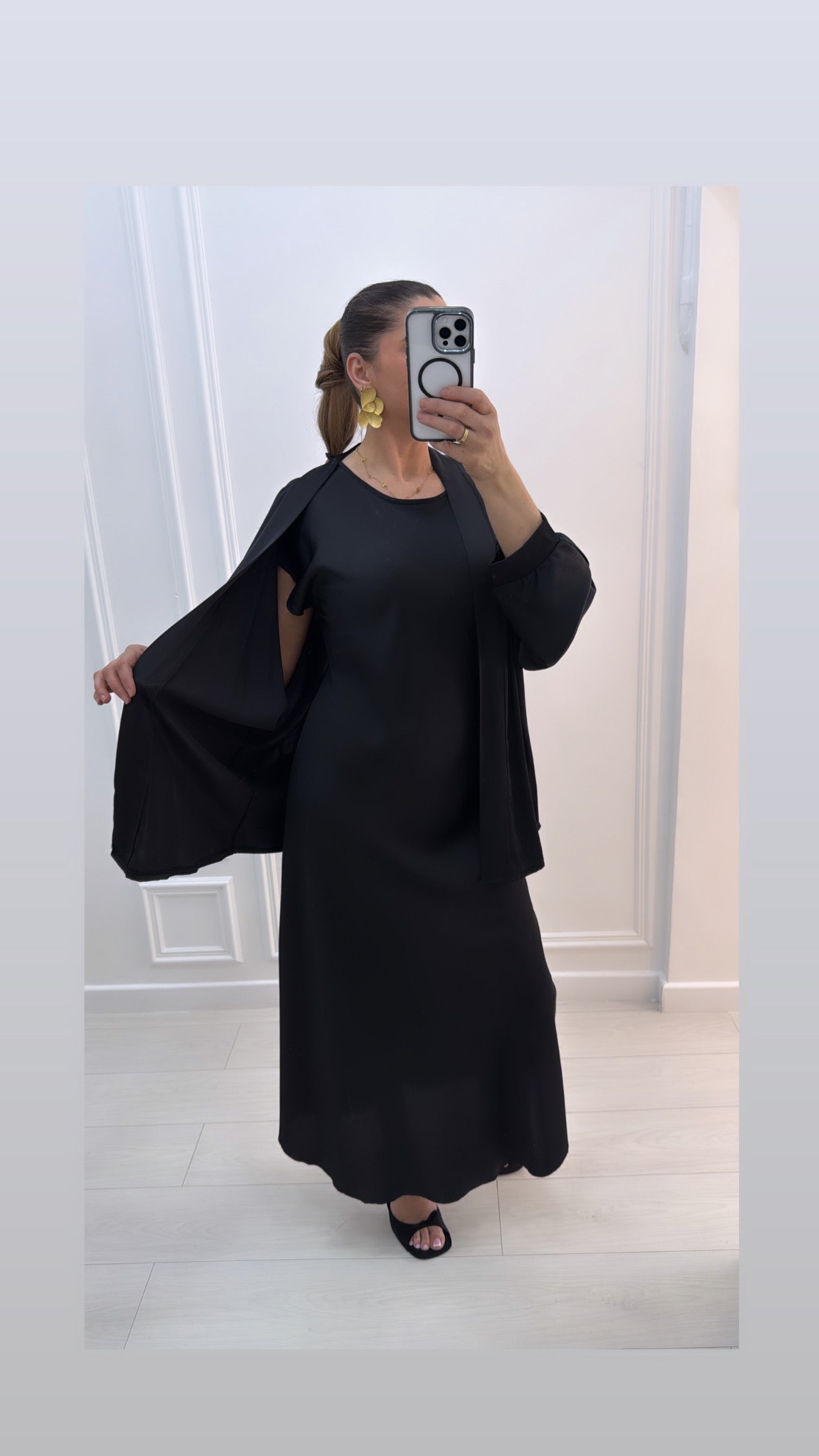 Kimono ample mi long noir