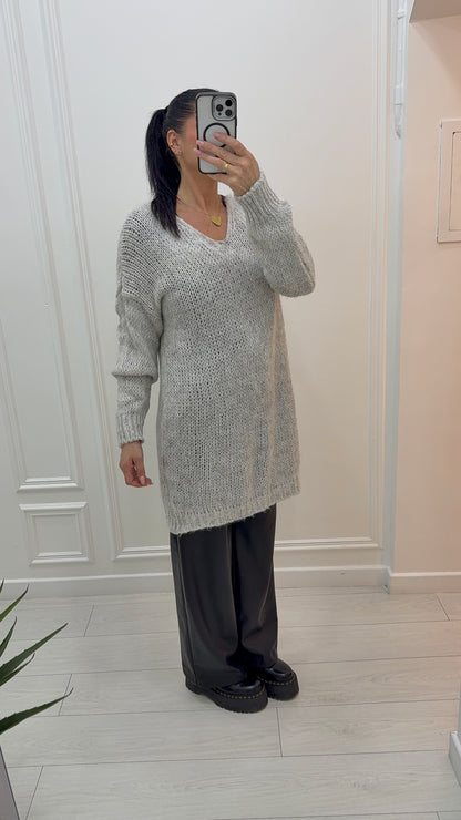 Pull robe laine tout doux à col V