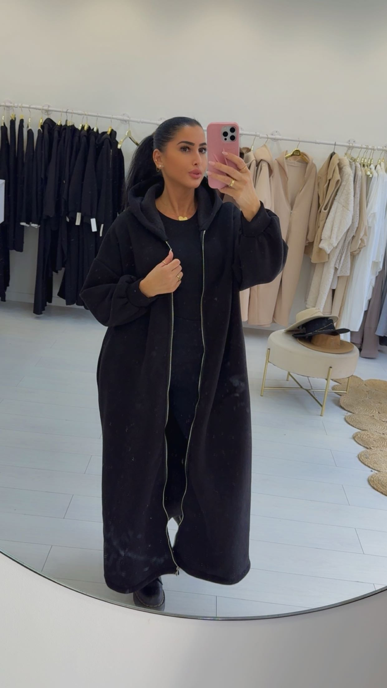 Maxi sweat-shirt à capuche zippé noir