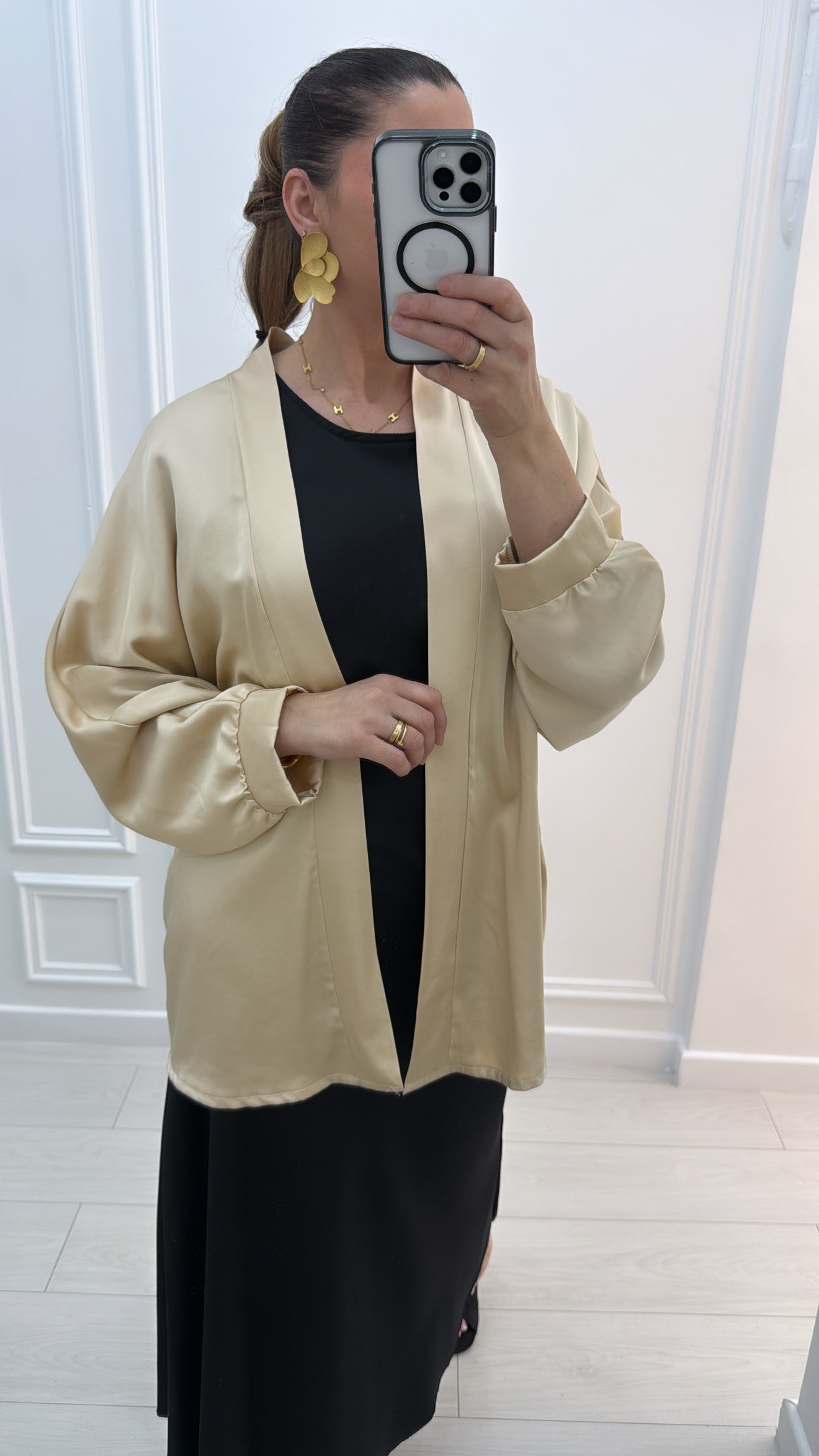 Kimono ample mi long champagne