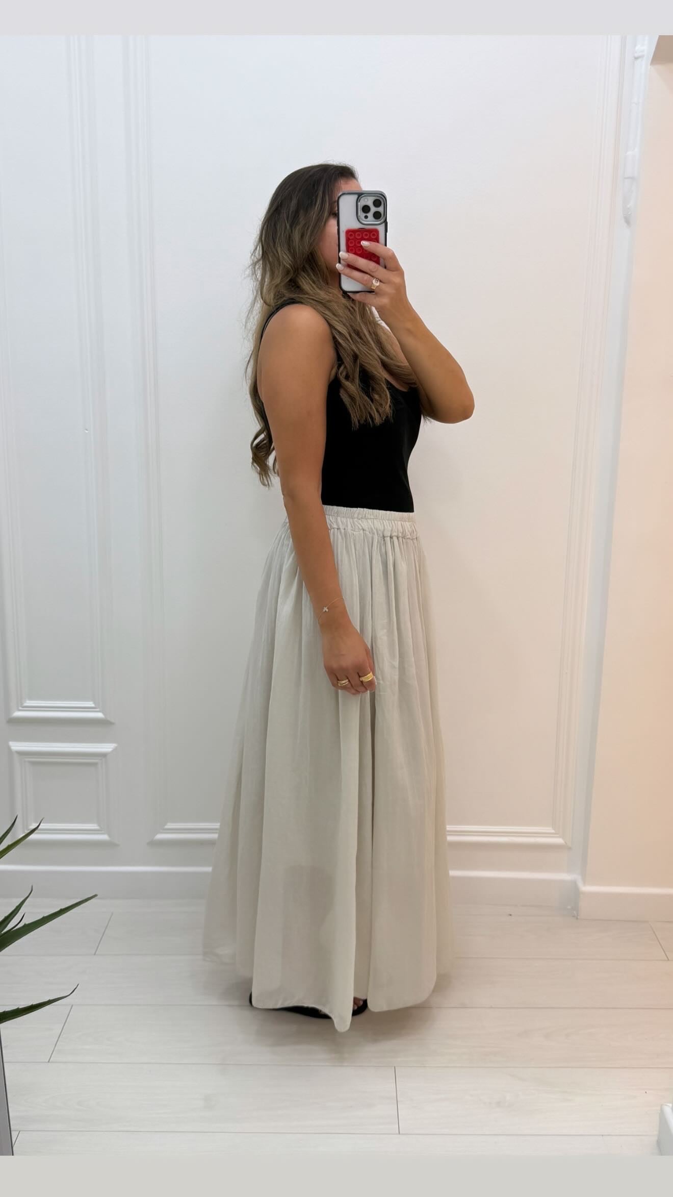 Jupe longue avec doublure crème