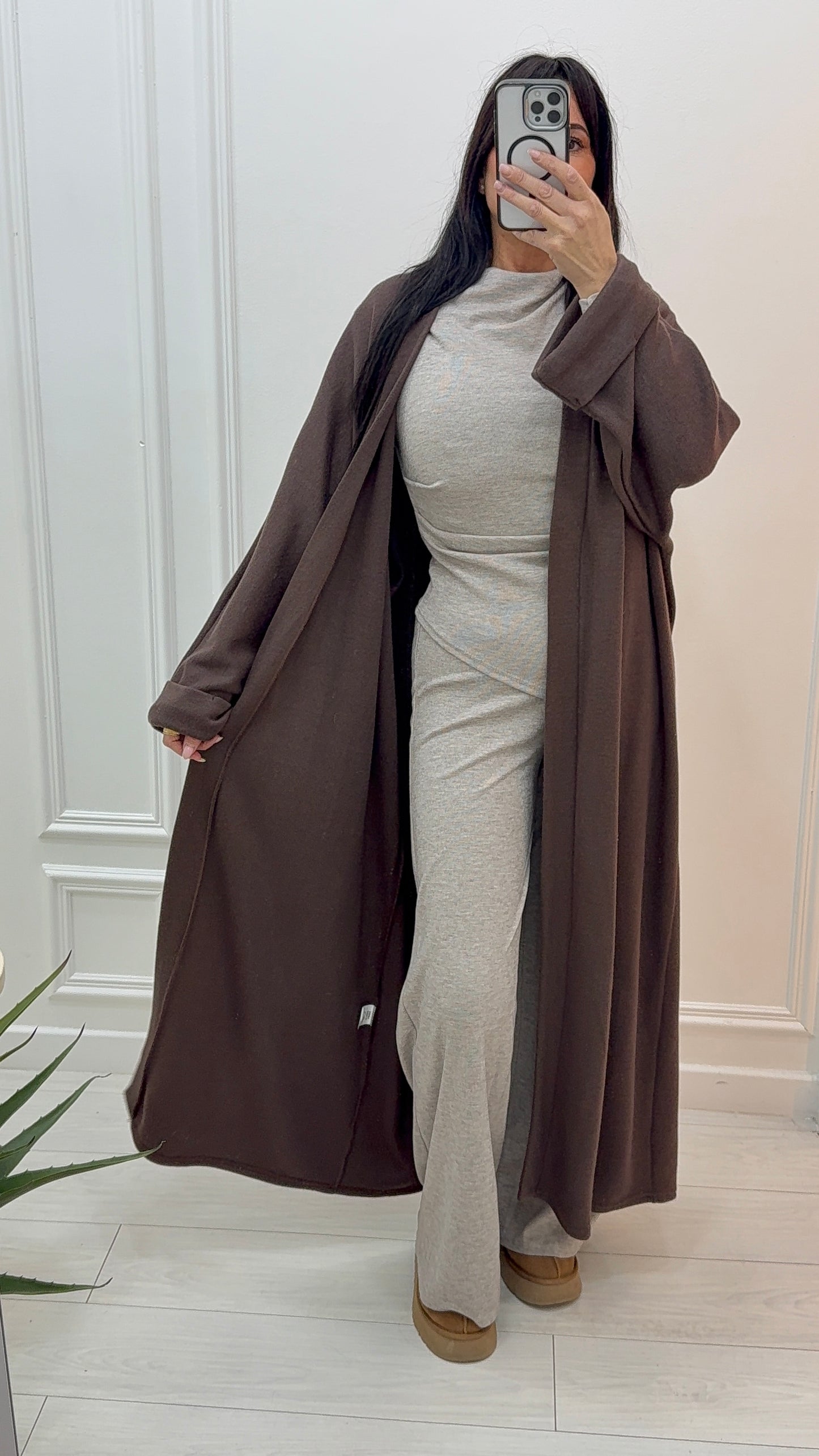GILET LONG MAXI CHOCOLAT ÉLÉGANT MODERNE