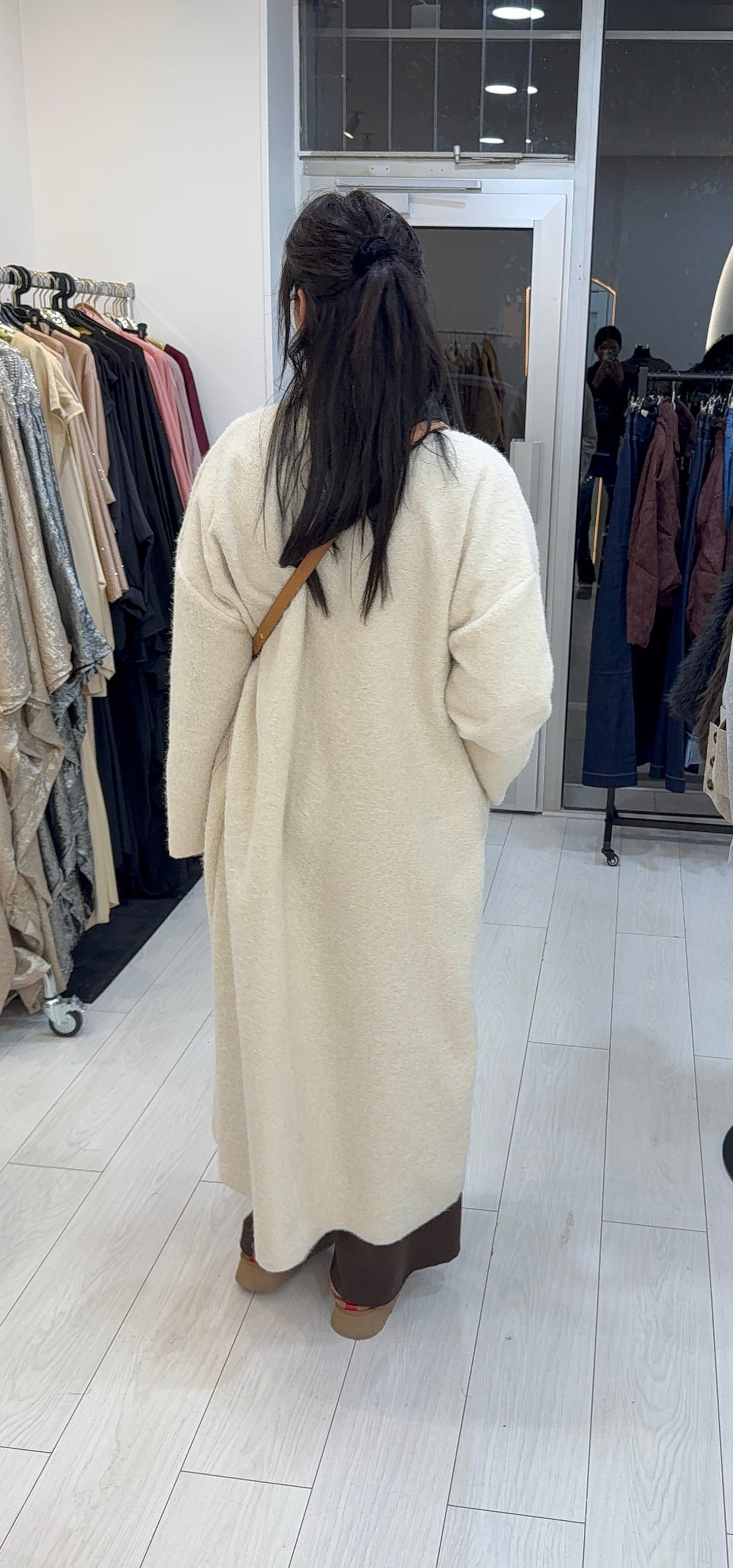 LONG MANTEAU AVEC POCHES - ÉLÉGANT MODERNE CRÈME