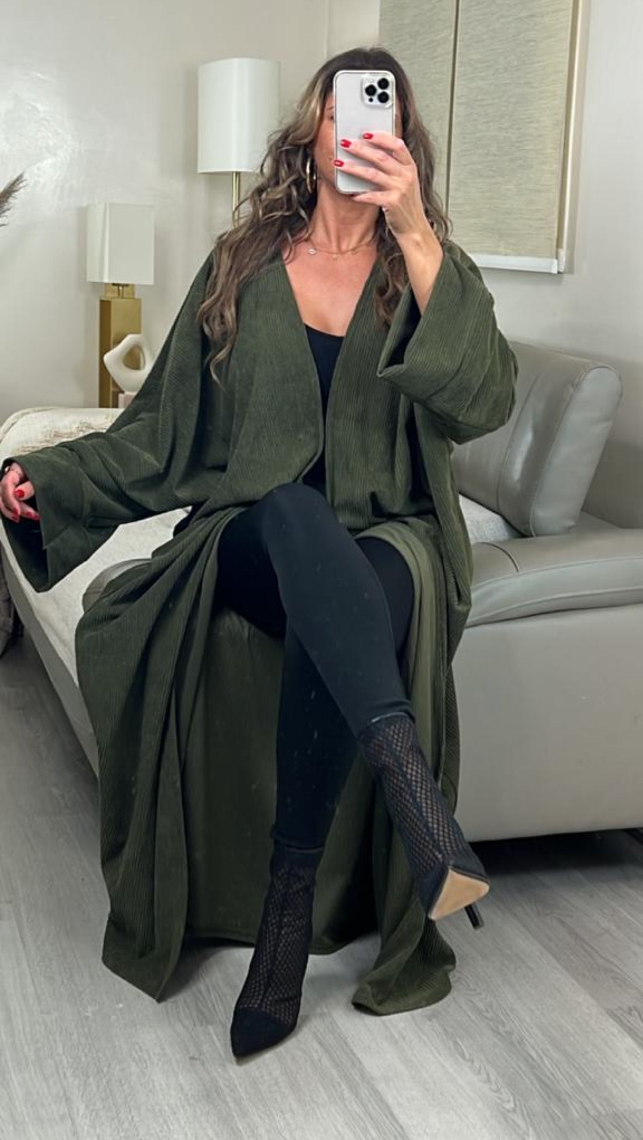 Kimono kaki en velours