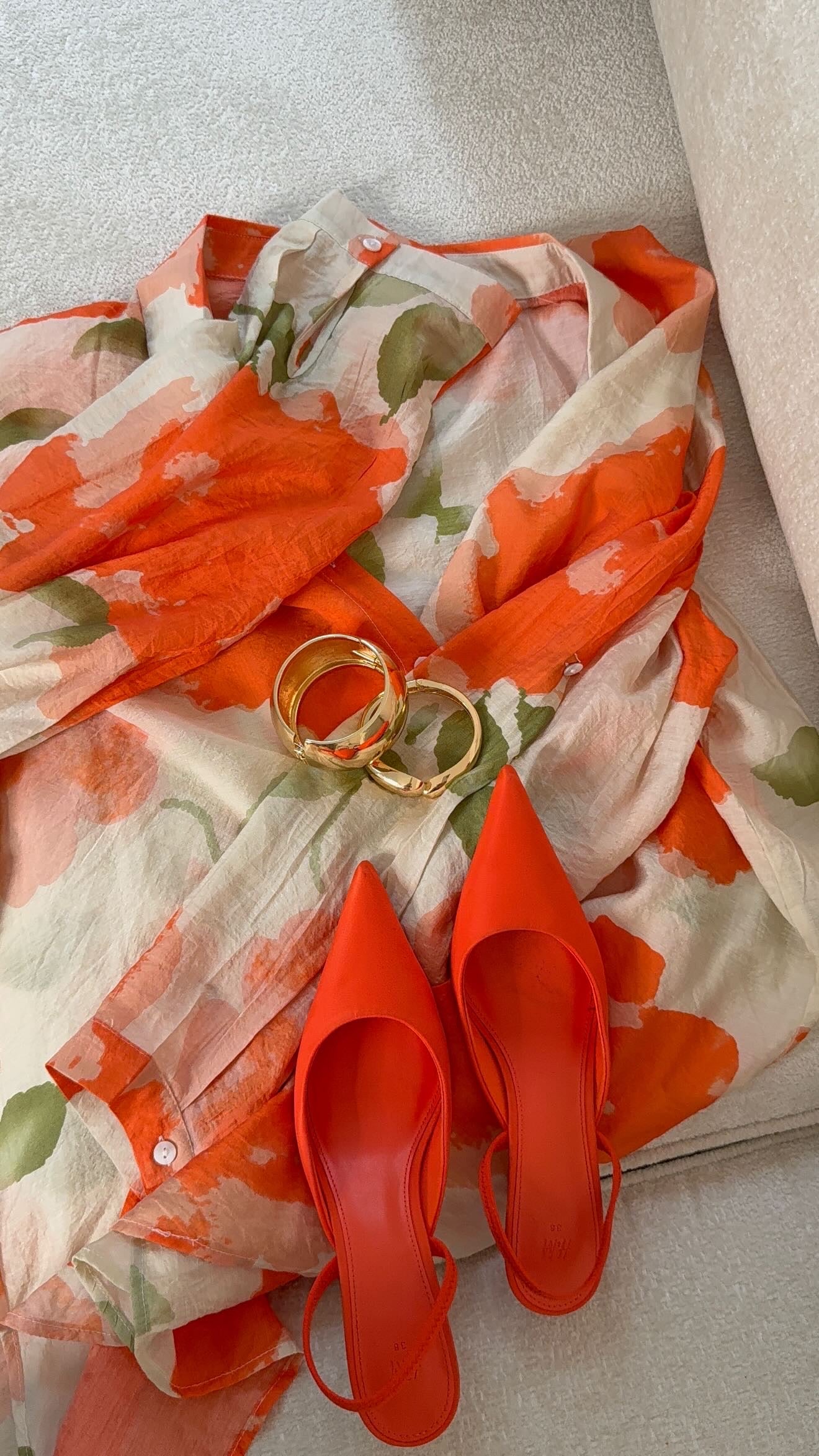 Chemise oversize a fleurs orange