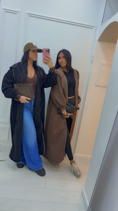 Maxi sweat-shirt à capuche zippé noir