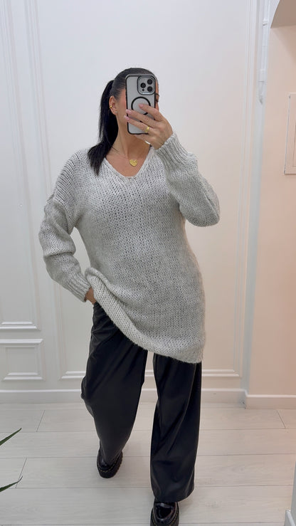 Pull robe laine tout doux à col V