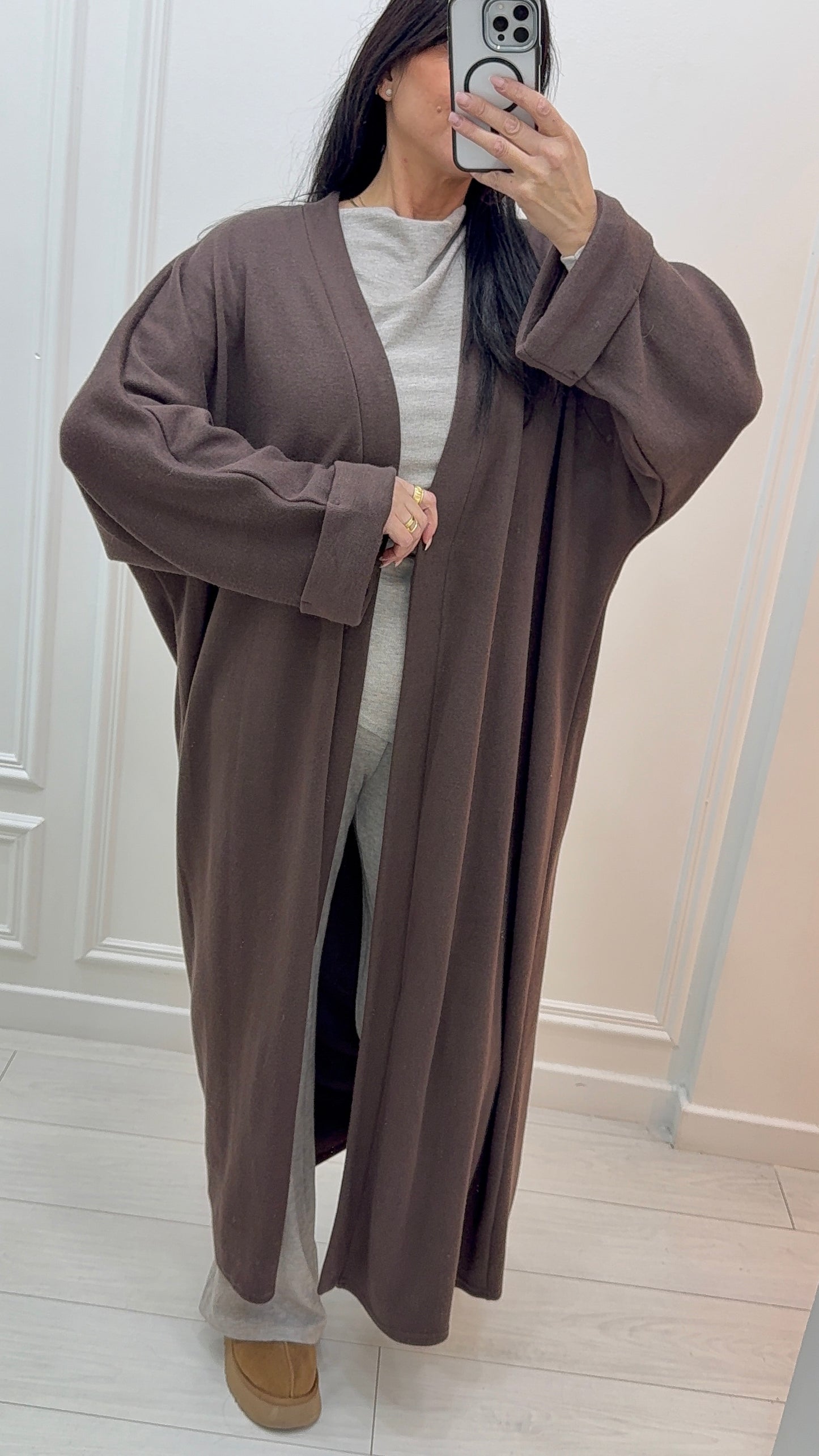 GILET LONG MAXI CHOCOLAT ÉLÉGANT MODERNE