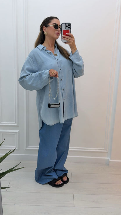 Chemise coupe oversize texture lisse