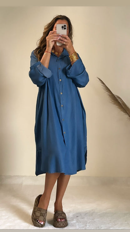 Robe chemise en jeans