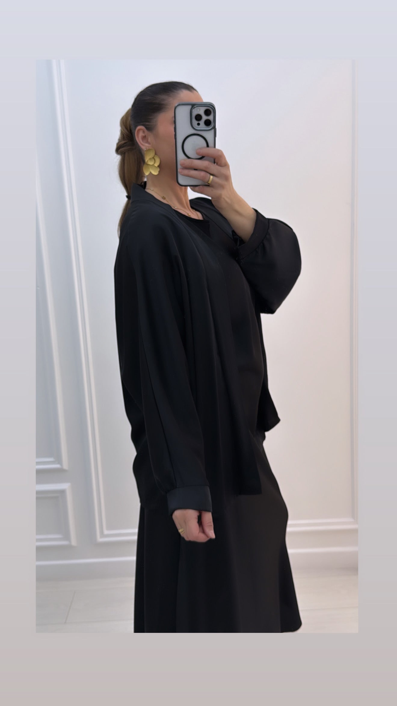 Kimono ample mi long noir