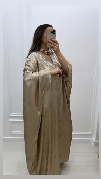Robe luxe large à perles qualité premium doré