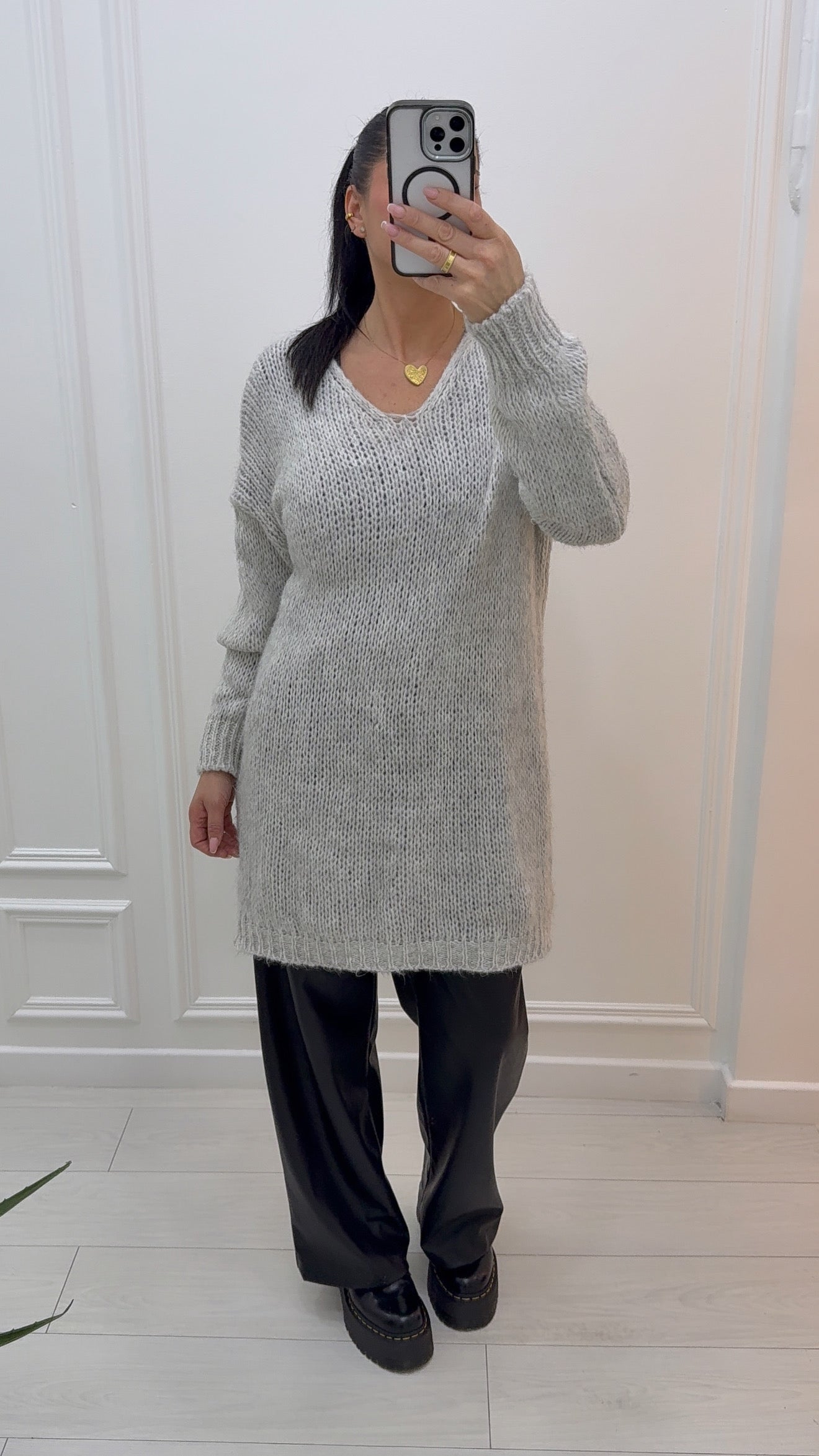 Pull robe laine tout doux à col V