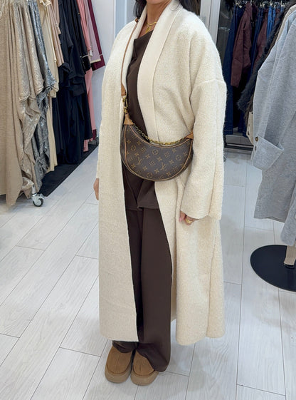 LONG MANTEAU AVEC POCHES - ÉLÉGANT MODERNE CRÈME