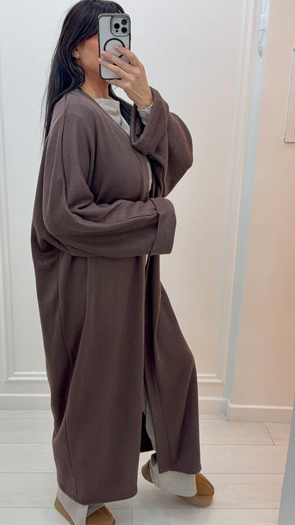 GILET LONG MAXI CHOCOLAT ÉLÉGANT MODERNE
