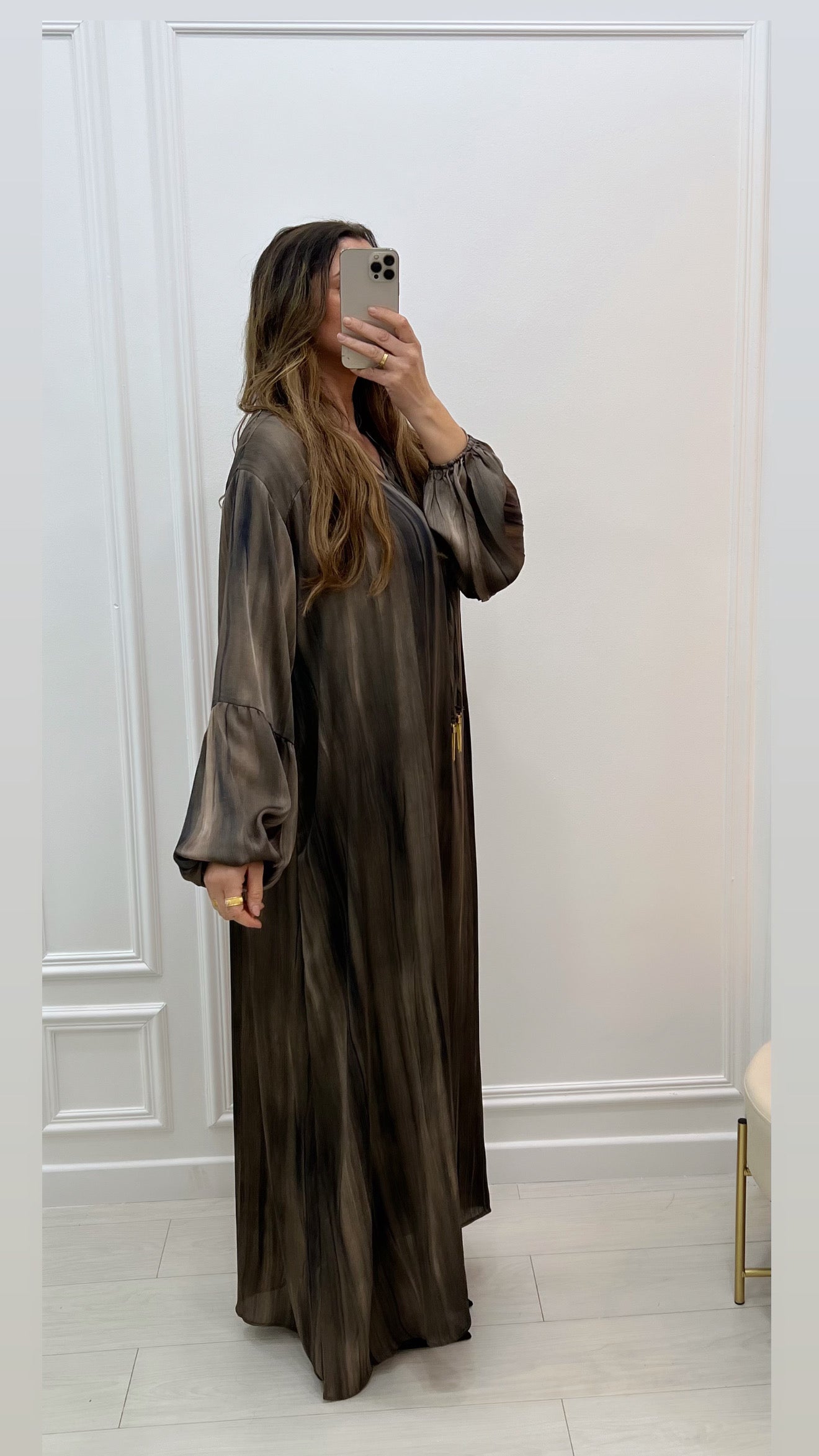 Robe fluide vert marbré large