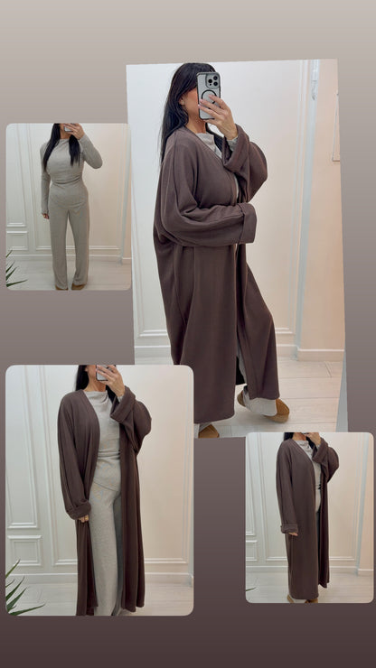 GILET LONG MAXI CHOCOLAT ÉLÉGANT MODERNE