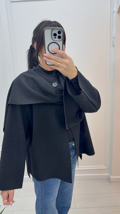 VESTE MANTEAU AVEC ÉCHARPE INTÉGRÉE