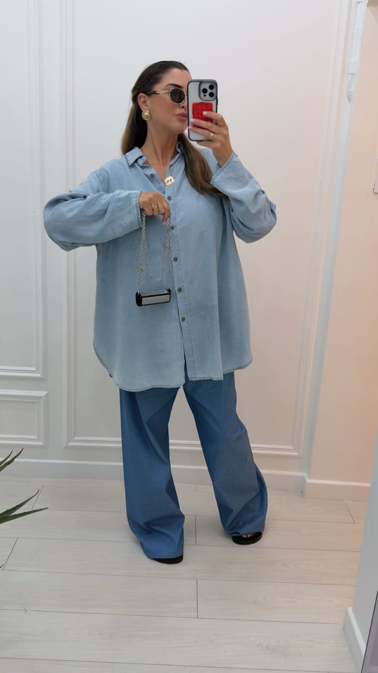 Chemise coupe oversize texture lisse