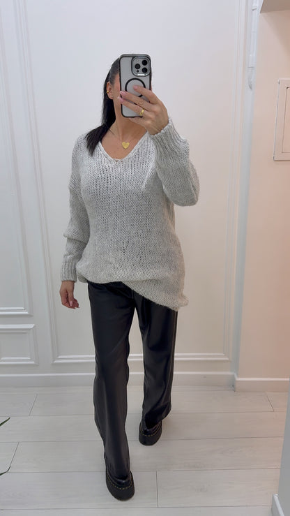 Pull robe laine tout doux à col V