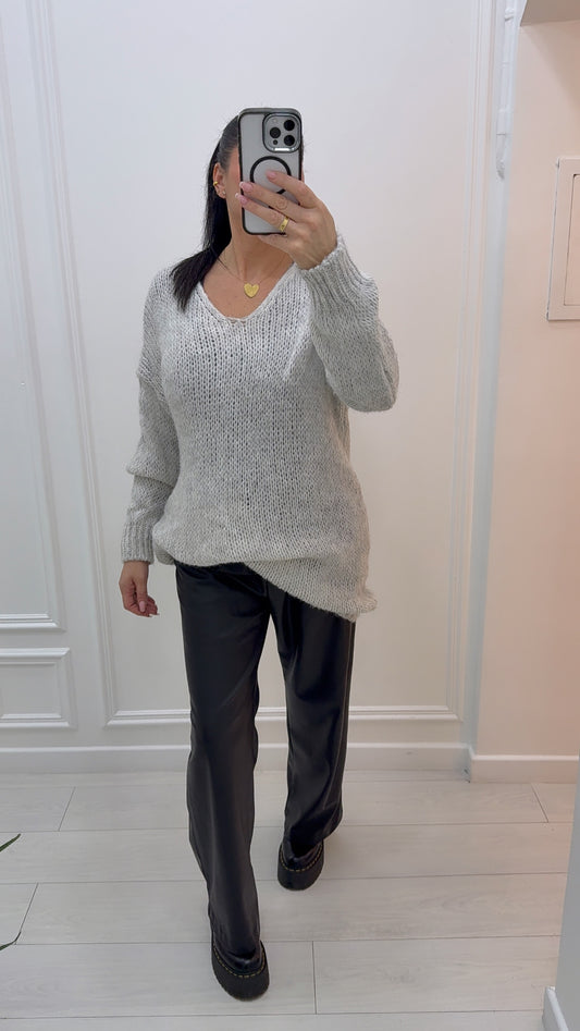 Pull robe laine tout doux à col V