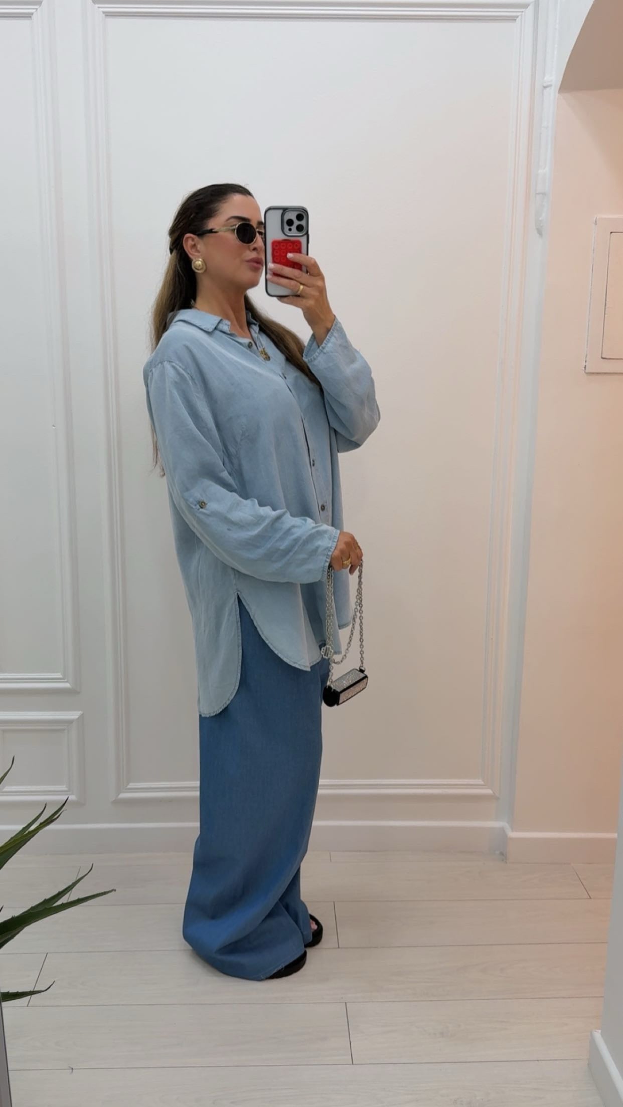 Chemise coupe oversize texture lisse