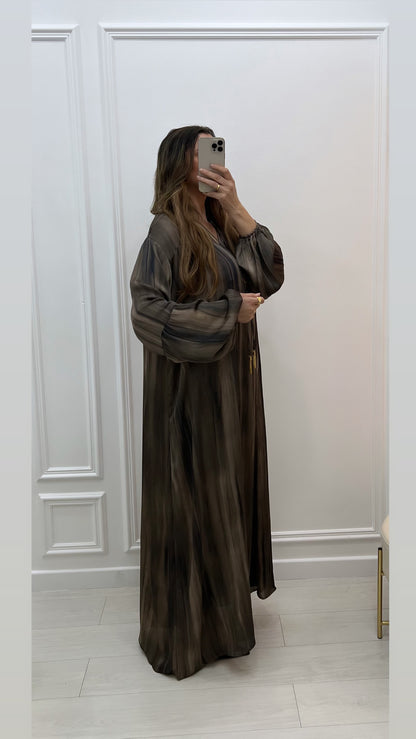 Robe fluide vert marbré large