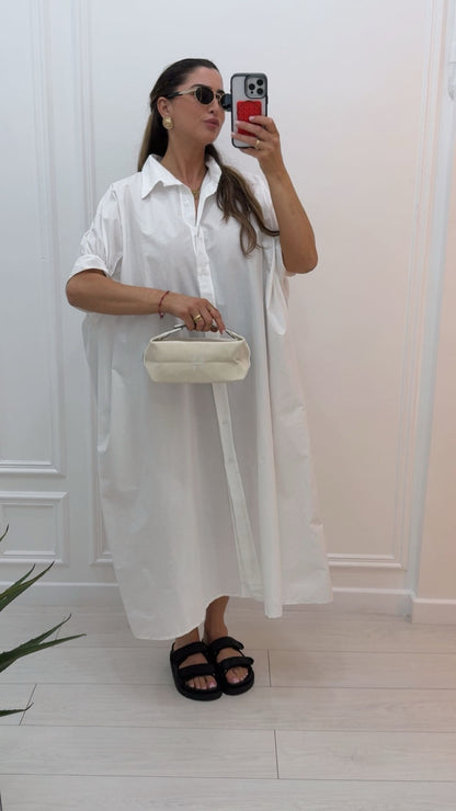 Robe chemise en coton blanc