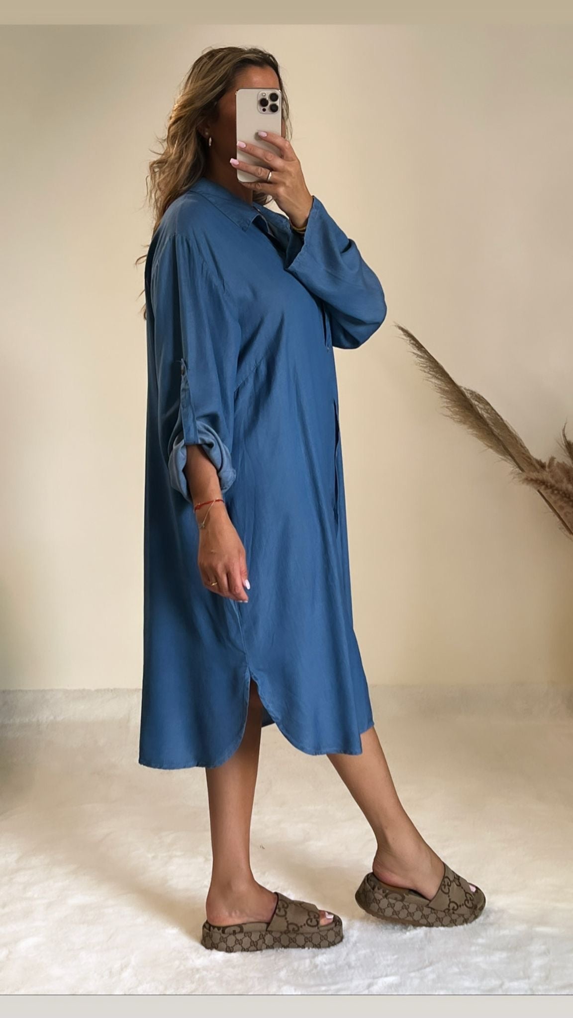 Robe chemise en jeans