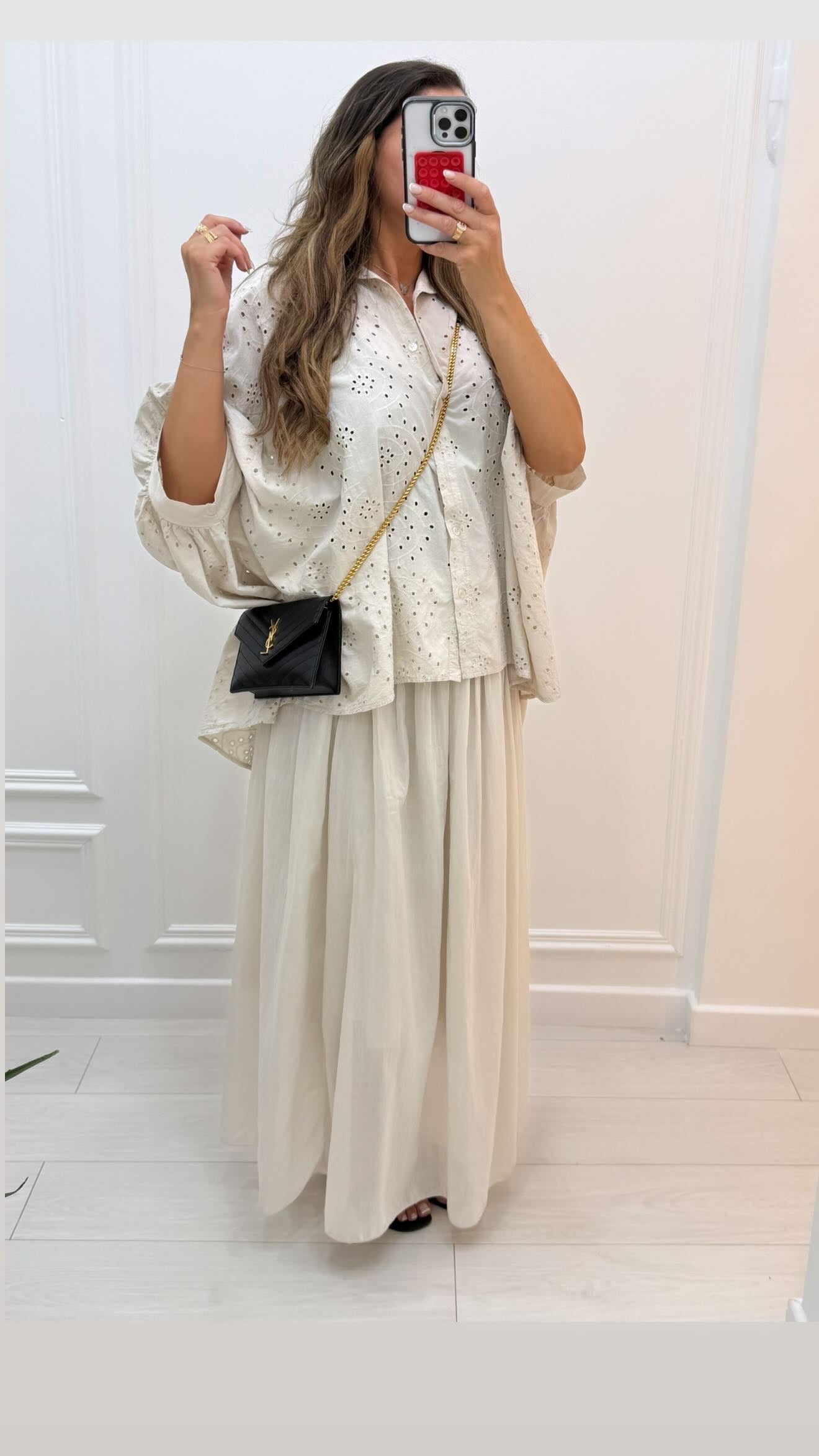 Jupe longue avec doublure crème