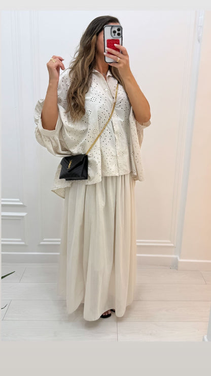 Jupe longue avec doublure crème