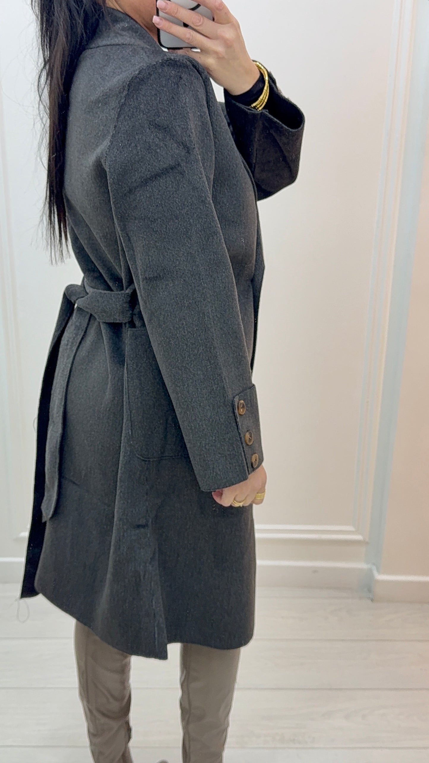 MANTEAU TRENCH FEUTRÉ ÉLÉGANCE INTEMPORELLE ET CONFORT GRIS CHINÉ
