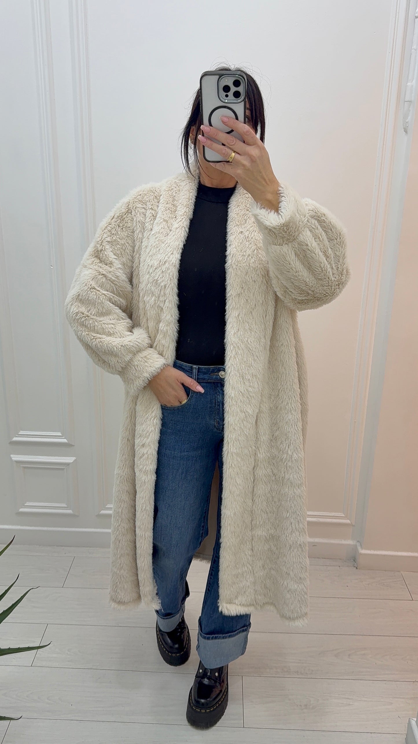 MANTEAU GILET EN FOURRURE BEIGE