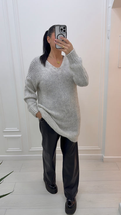 Pull robe laine tout doux à col V