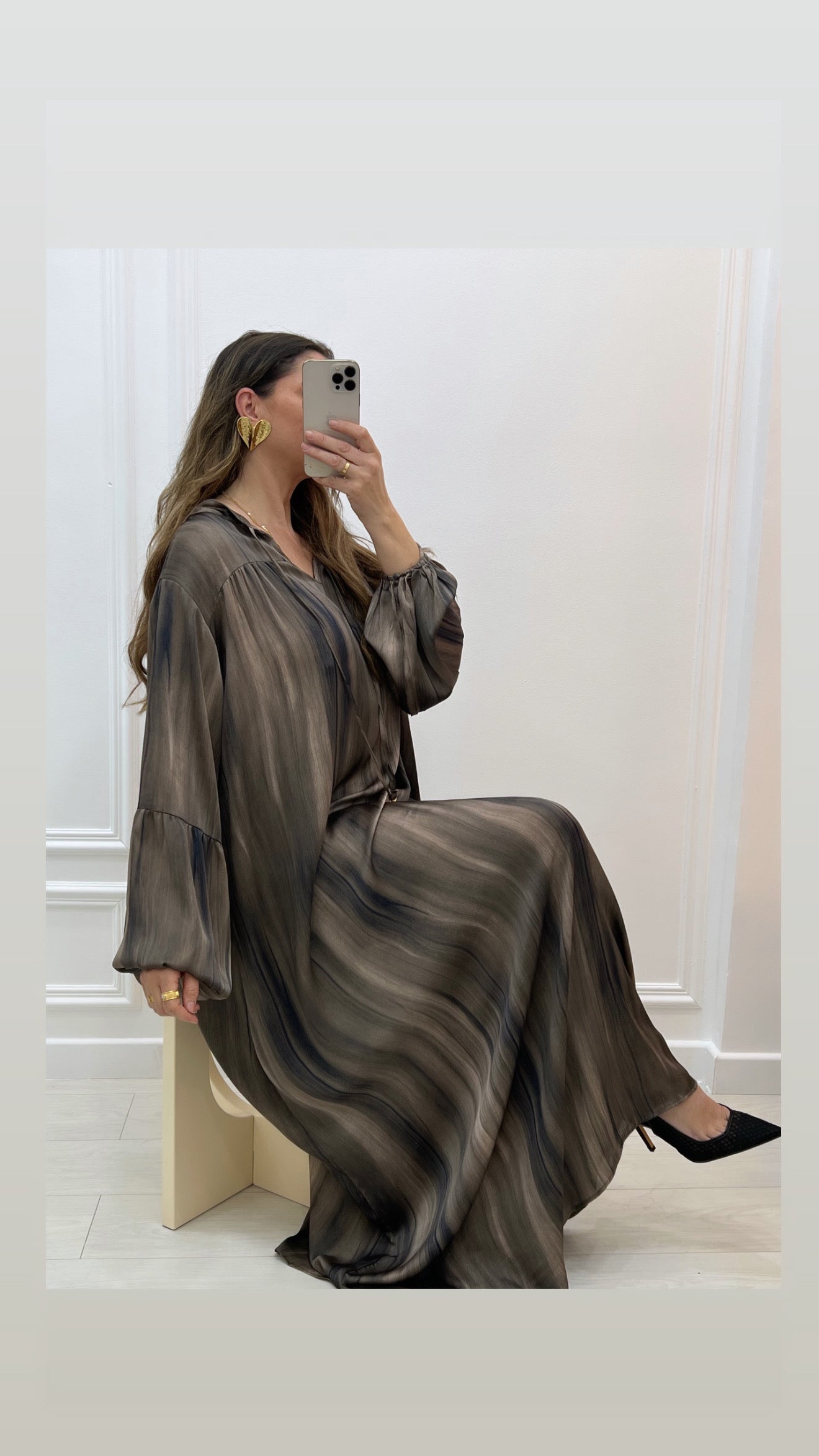 Robe fluide vert marbré large