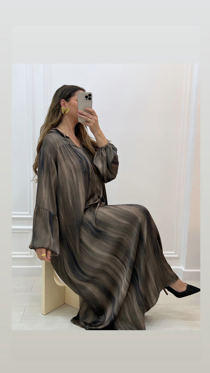 Robe fluide vert marbré large