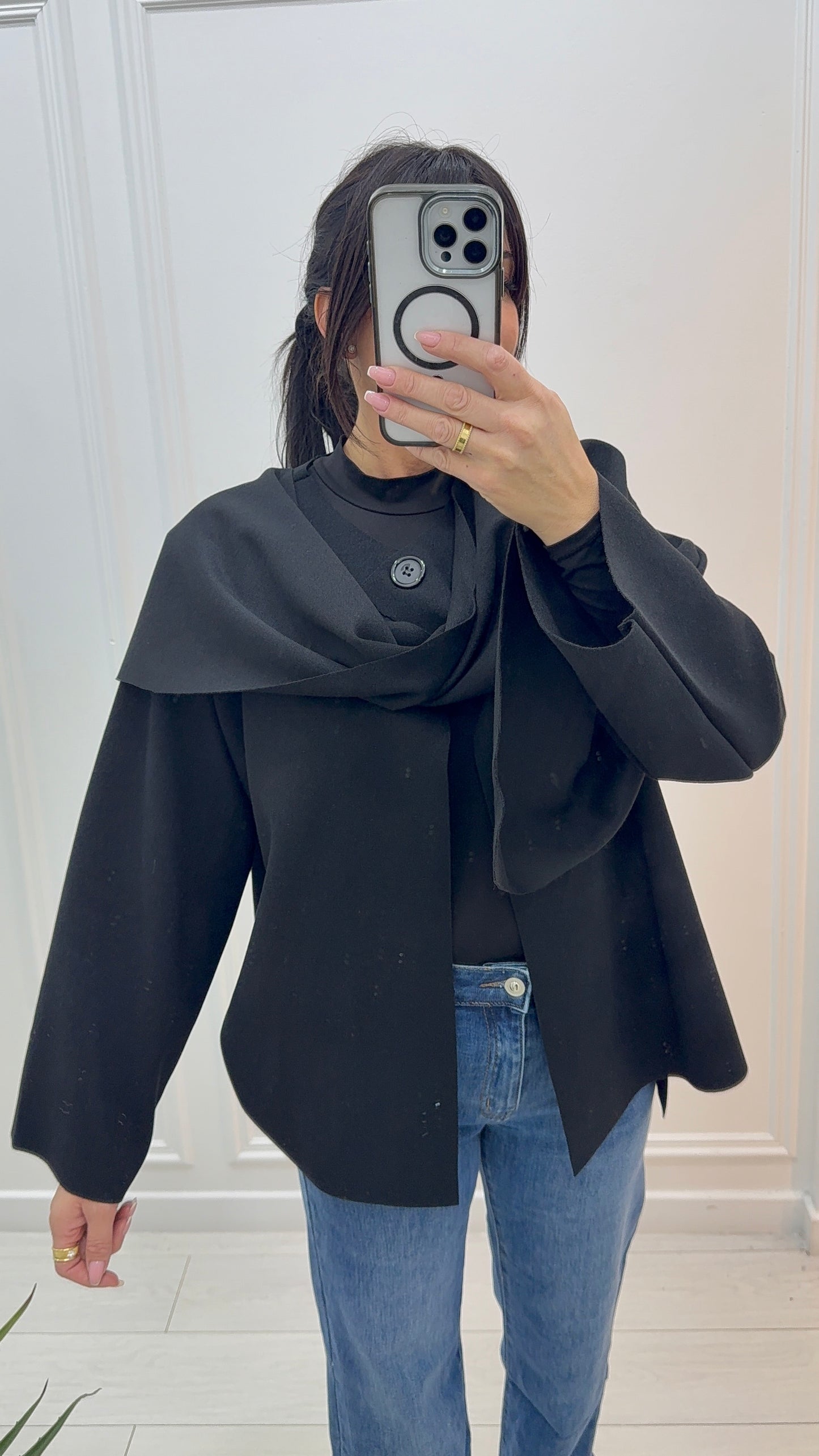 VESTE MANTEAU AVEC ÉCHARPE INTÉGRÉE