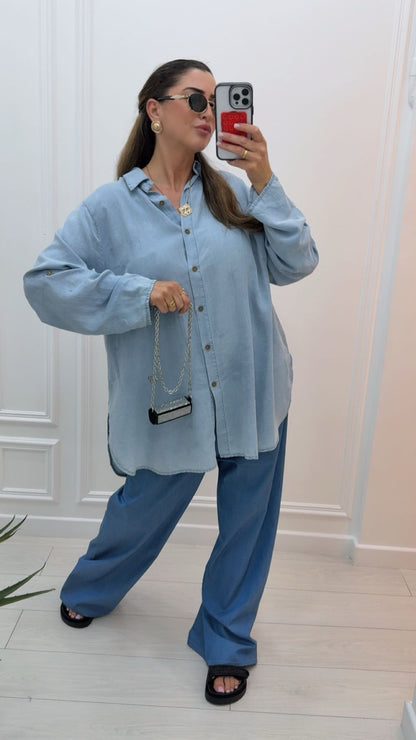 Chemise coupe oversize texture lisse