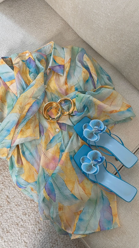 Chemise oversize à motif coloré