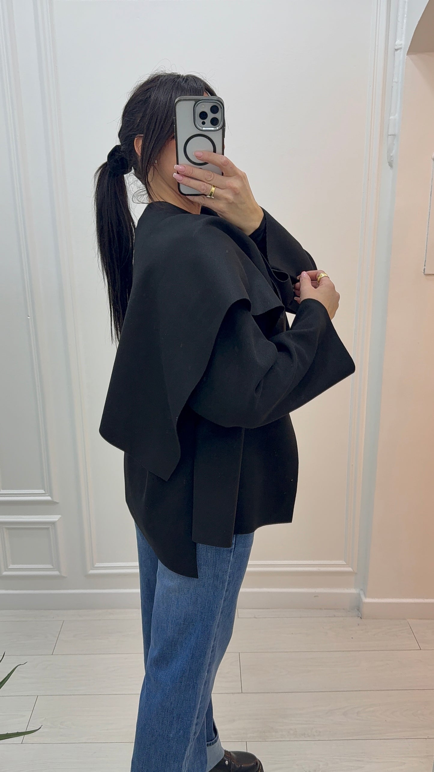 VESTE MANTEAU AVEC ÉCHARPE INTÉGRÉE