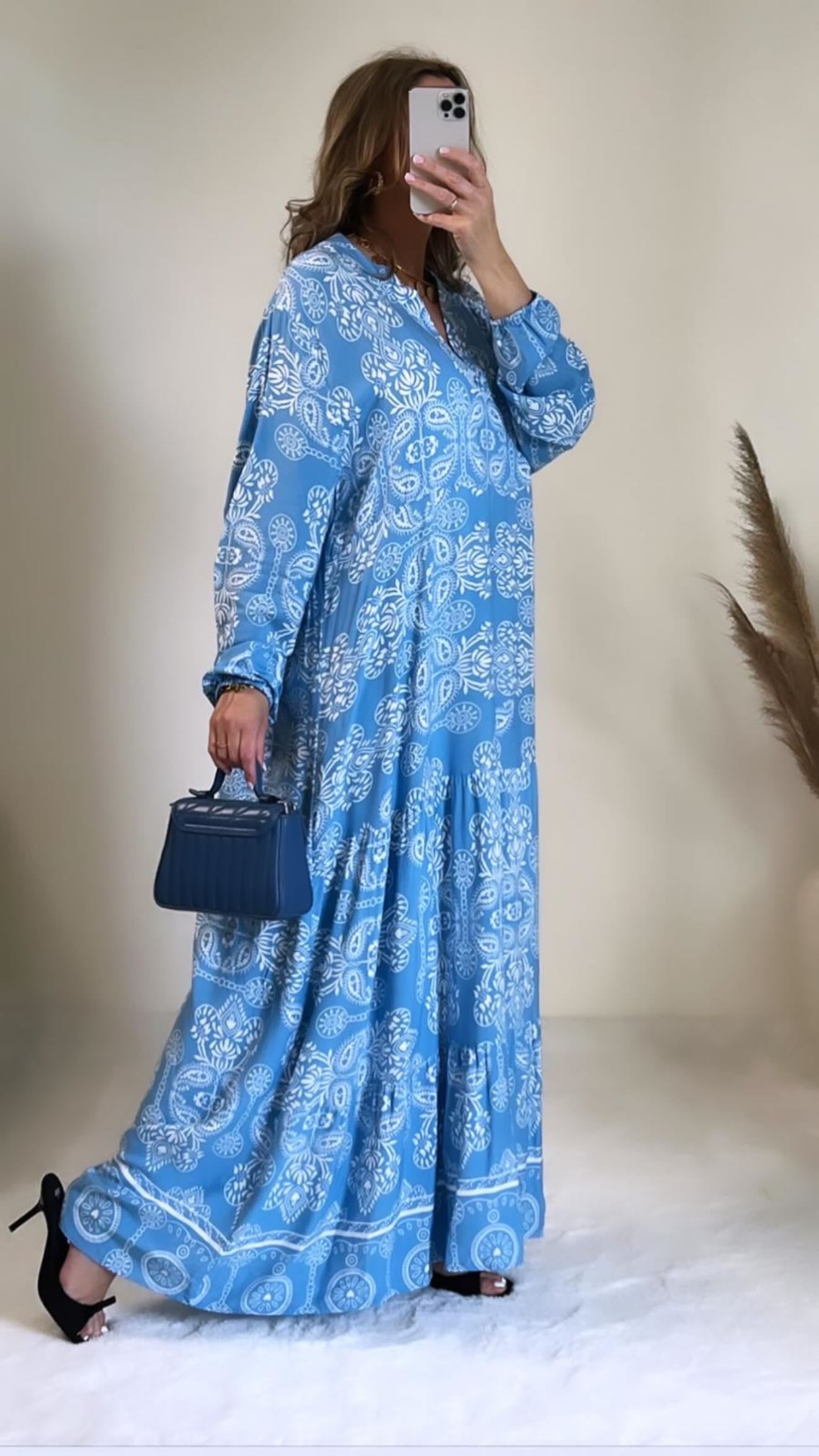 Robe santorin bleu ciel