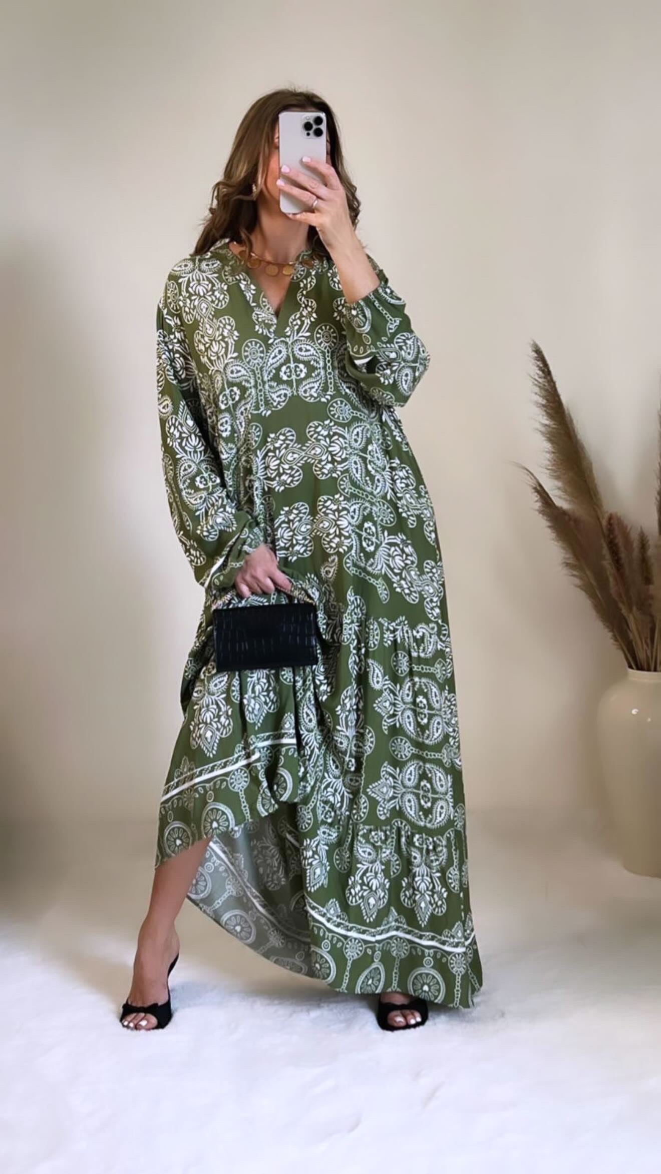 Robe santorin vert kaki